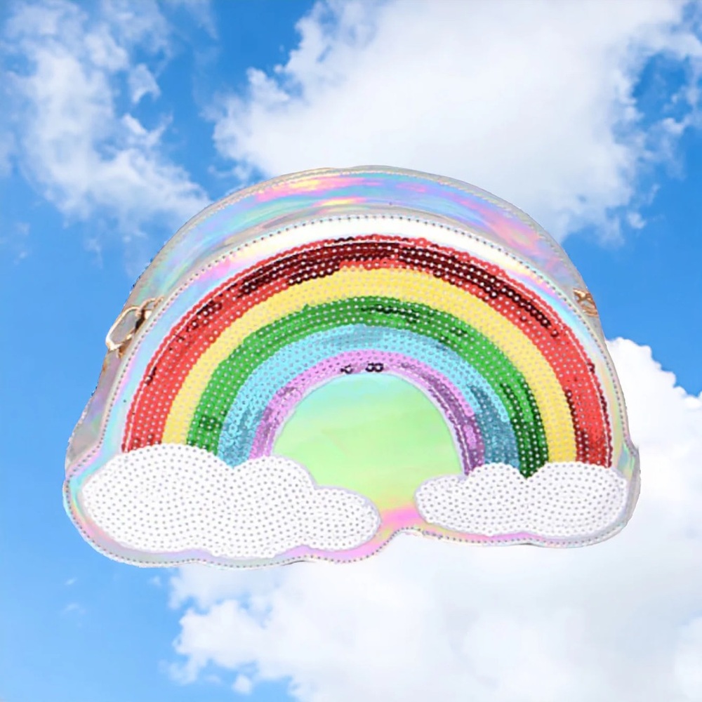Holographic Rainbow Sequin Crossbody Bag - Novelty Purse